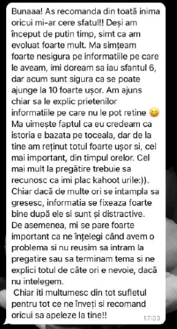 Recenzie WhatsApp de la elev