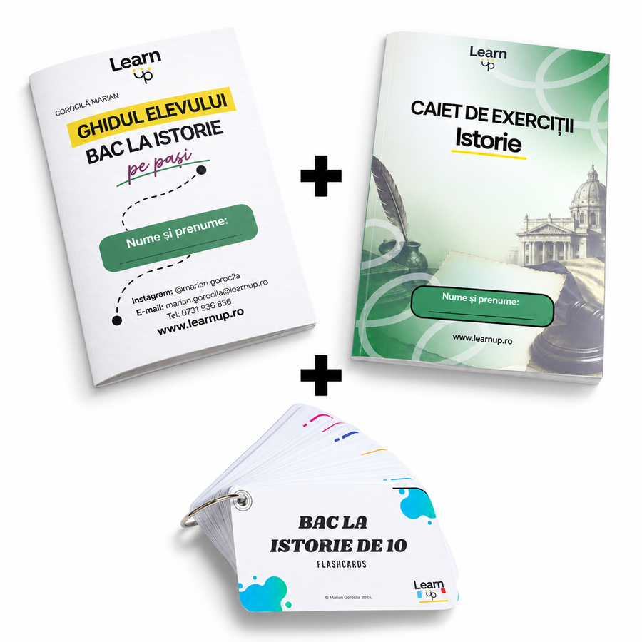 KIT BAC ISTORIE (flashcards + caiet de exerciții + ghid pe pași)