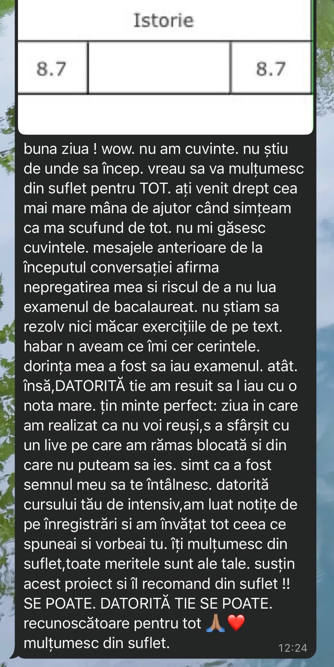 Recenzie WhatsApp de la elev