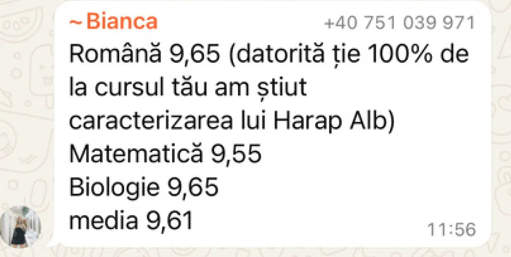 Recenzie WhatsApp de la elev